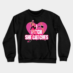 Pitch Catches Softball Baseball Player Crewneck Sweatshirt